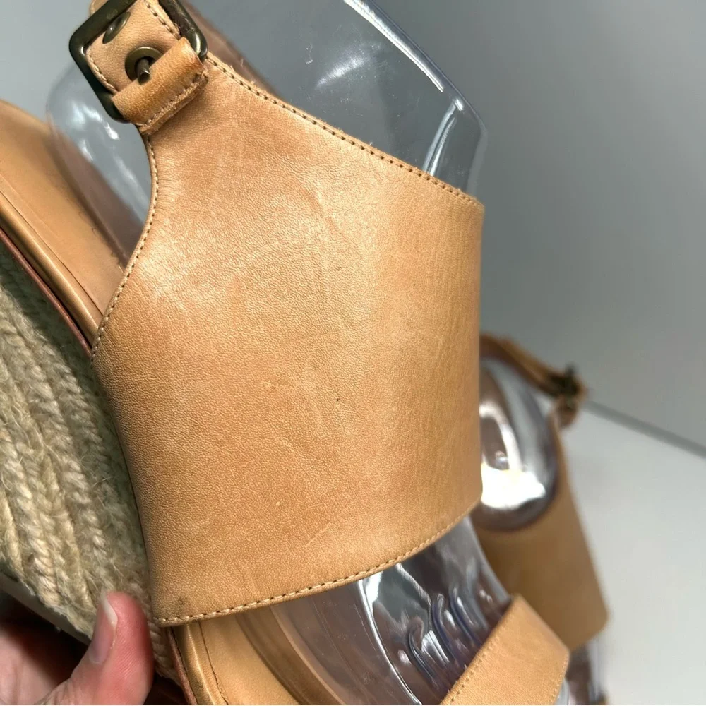 Rebecca Minkoff Women's‎ Tan Leather Espadrille Heeled Sandals in Size 10